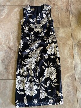 Donna Ricco Black and White Floral Midi Dress